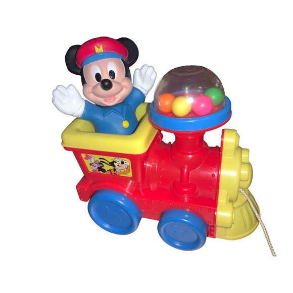 Disney Mickey Mouse Train Pull Toy Pop Balls - Picture 1 of 7